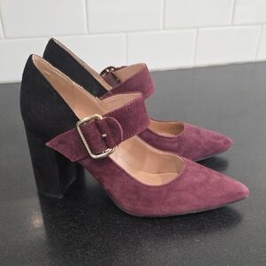 Tommy Hilfiger Burgundy and Black Women's Mary Jane Block Heels